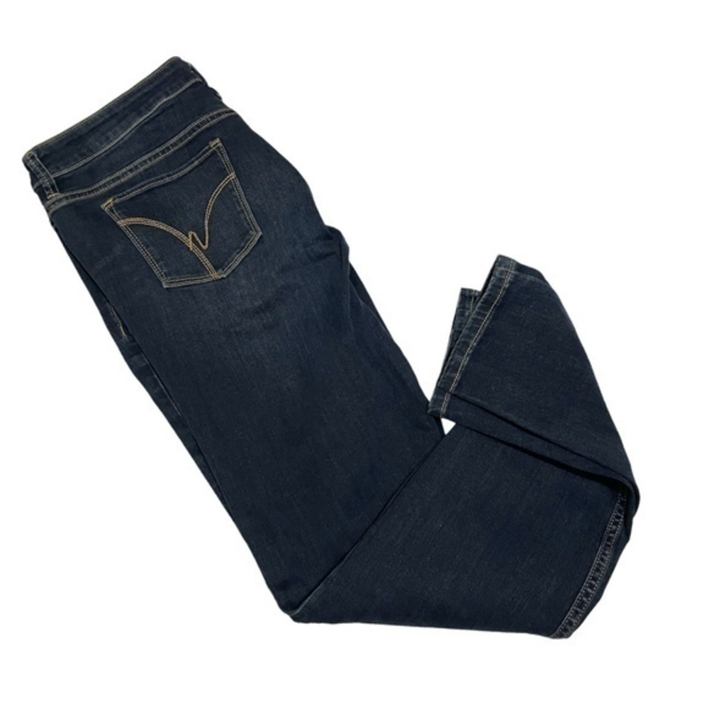 Warehouse One Jeans Mid Rise Skinny Dark Wash Denim Destroyed Womens Size 32 Reg